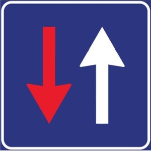 CARTELLO SEGNALE STRADALE DARE PREC. SENSI UNICI ALTERNATI