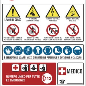 CARTELLO POLIONDA CM. 100X70 MULTISIMBOLO P/CANTIERE