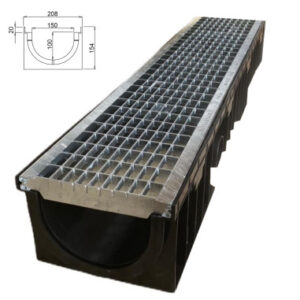 CANALE POLIMERICO"SELFK"CM.10X10X10 H. C/BORDO+GRIGLIA ZINC.carrabile