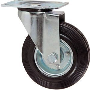 RUOTA POLIURETANICA PIENA C/PIASTRA FISSA MM. 150X30 nera