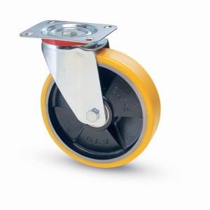 RUOTA POLIURETANICA PIENA GIREV. MM. 100X25 gialla