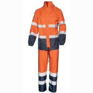 IMPERMEABILE ALTA VISIBILITA' ARANCIO-BLU completo "ISSA"