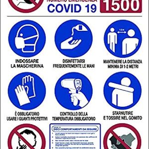 CARTELLO POLIONDA CM. 138X88 MULTISIMBOLO P/CANTIERE COVID