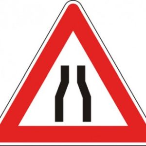 CARTELLO SEGNALE STRADALE STRETTOIA SIMMETRICA