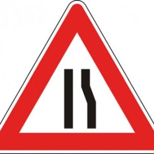 CARTELLO SEGNALE STRADALE STRETTOIA ASIMMETRICA SX-DX