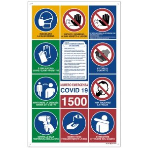CARTELLO ALL. CM. 30X20 COVID 19 MULTISIMBOLO