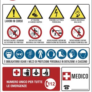 CARTELLO POLIONDA CM. 100X70 MULTISIMBOLO P/CANTIERE