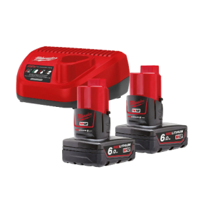 BATTERIA ENERGY KIT M12 NRG-602 2 batterie 6Ah+ carica "MILWAUKEE"