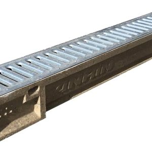 CANALE POLIMERICO "EUROSELF" CM. 10X10X9.5 H.+GRIGLIA A PONTE ZINCATA