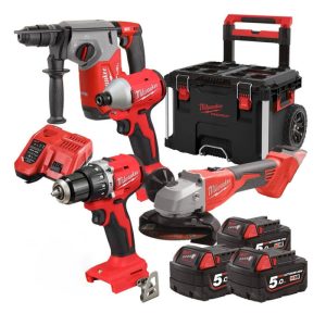 KIT 18V 3 BATT.5AH: TASS.+SMERI.+AVV.+IMPUL BLPP4-503 "MILWAUKEE"