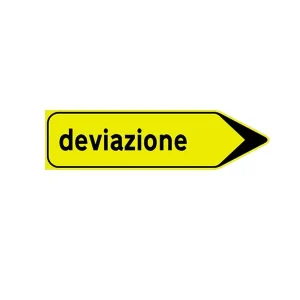 CARTELLO SEGNALE STRADALE DEVIAZIONE GIALLO CM. 30X130