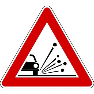 CARTELLO SEGNALE STRADALE MATERIALE INSTABILE SULLA STRADA