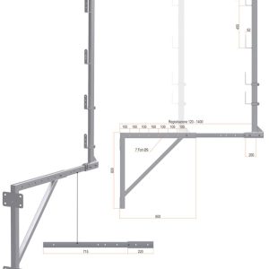 ASTA TELESCOPICA P/PARAPETTO A MENSOLA ML. 0.90-1.40 mod. 115/L "CSC"