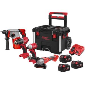 KIT 18V 3 BATT.5AH: TASS.+SMERI.+AVV.+IMPUL BLPP4-503 "MILWAUKEE"