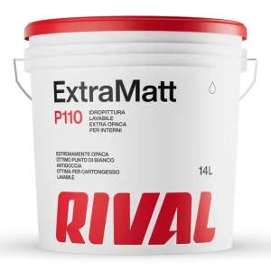 PITTURA LAVABILE EXTRAMATT P/INTERNI LT. 14 BIANCO BASE "RIVAL"