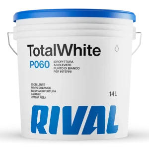 PITTURA LAVABILE TOTAL WHITE P/INTERNI LT. 14 BIANCO BASE "RIVAL"